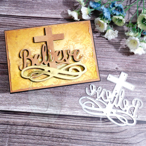 Inlovearts Believe Word with Cross Cutting Dies