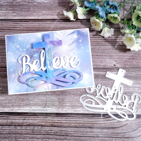 Inlovearts Believe Word with Cross Cutting Dies