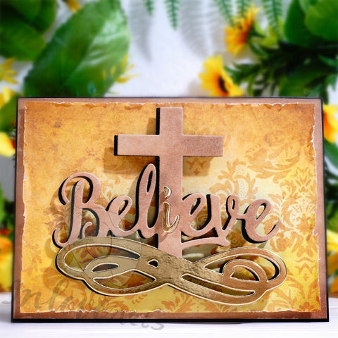 Inlovearts Believe Word with Cross Cutting Dies