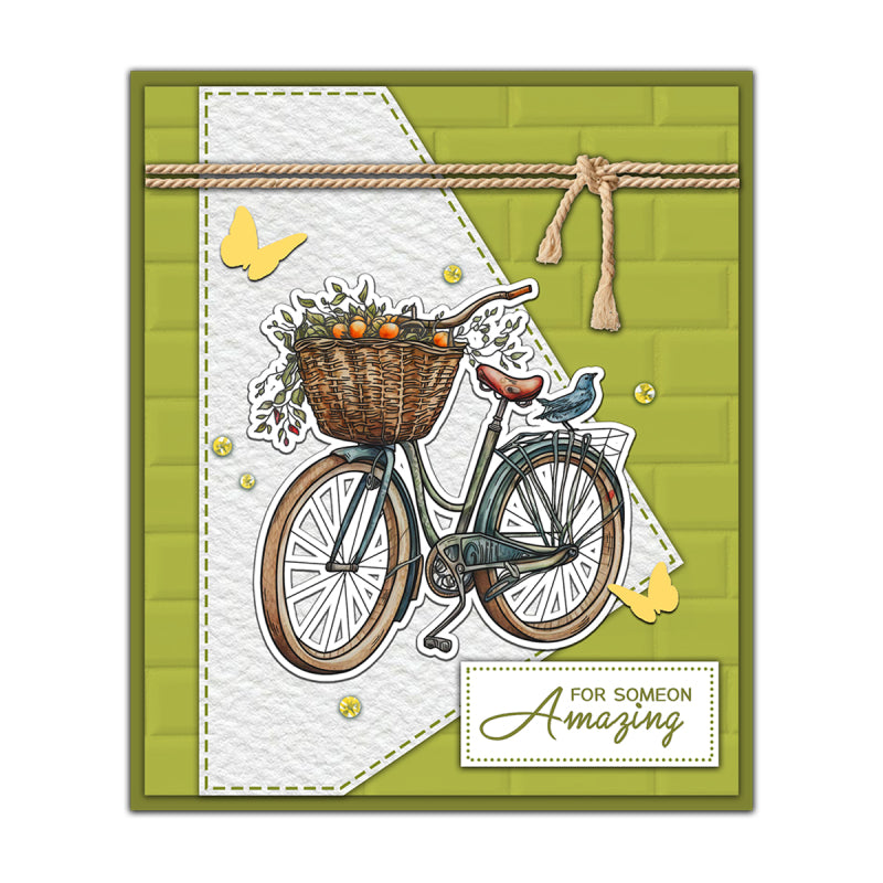 Inlovearts Bicycle and Orange Die with Stamps Set