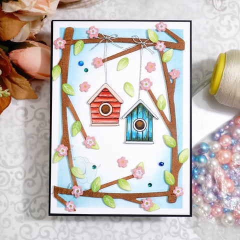 Inlovearts Bird House and Branch Frame Cutting Dies