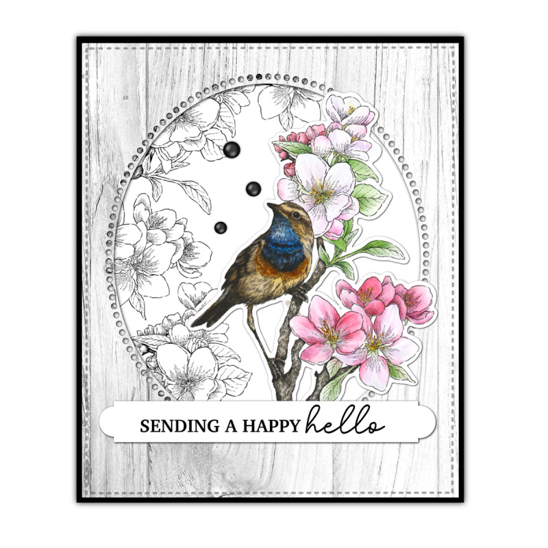 Inlovearts Bird and Peach Blossom Dies with Stamps Set