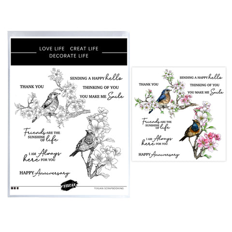 Inlovearts Bird and Peach Blossom Dies with Stamps Set