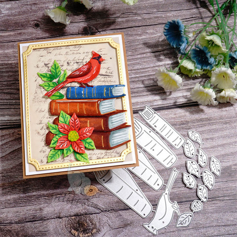 Inlovearts Bird on Stacked Books Cutting Dies