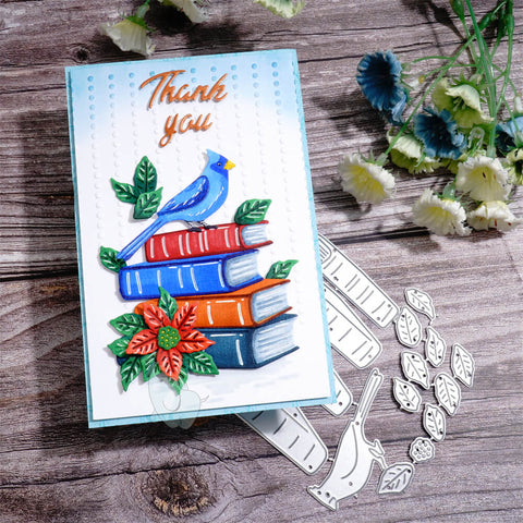 Inlovearts Bird on Stacked Books Cutting Dies