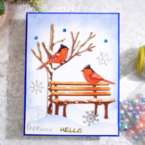 Inlovearts Birds Tree and Bench Cutting Dies