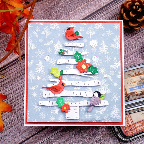 Inlovearts Birds on Christmas Tree Cutting Dies