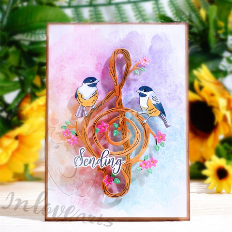 Inlovearts Birds on Music Note Cutting Dies