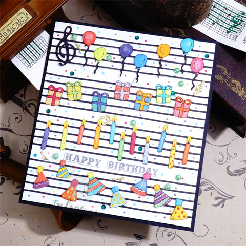 Inlovearts Birthday Theme Musical Score Cutting Dies