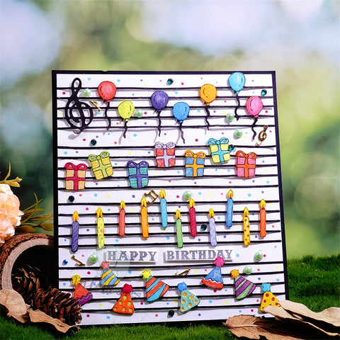 Inlovearts Birthday Theme Musical Score Cutting Dies