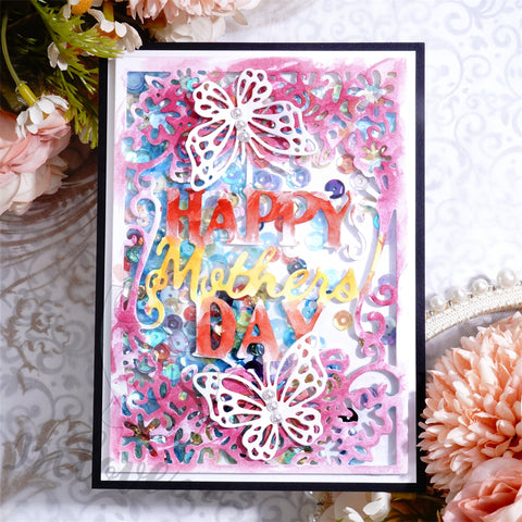 Inlovearts Birthday Theme with Butterfly Background Board Cutting Dies