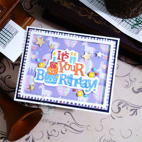 Inlovearts Birthday Word in Cake Shape Cutting Dies