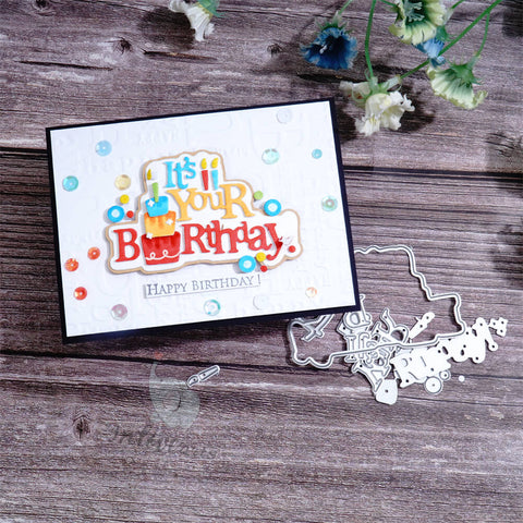 Inlovearts Birthday Word in Cake Shape Cutting Dies