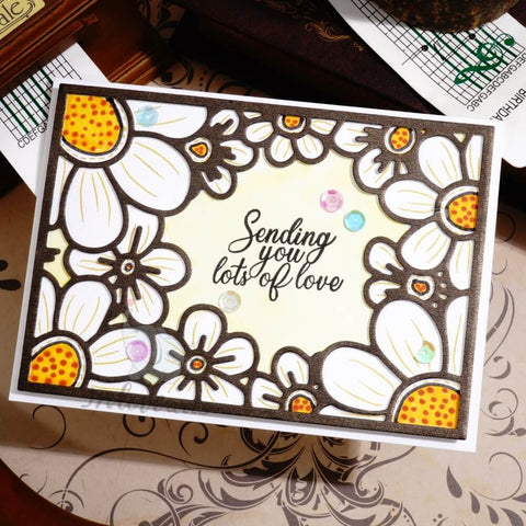 Inlovearts Bloomig Flowers Rectangular Frame Cutting Dies