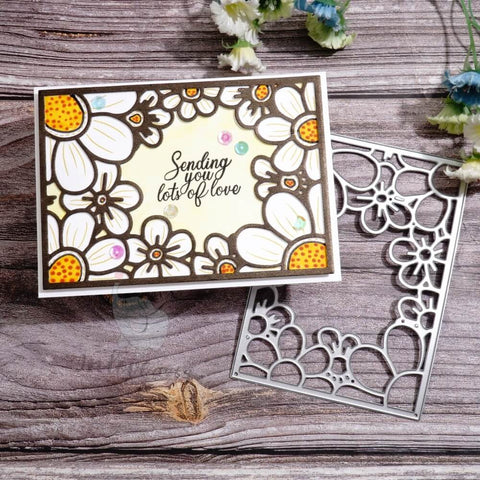 Inlovearts Bloomig Flowers Rectangular Frame Cutting Dies