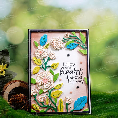 Inlovearts Blooming Flower Branch Background Board Cutting Dies