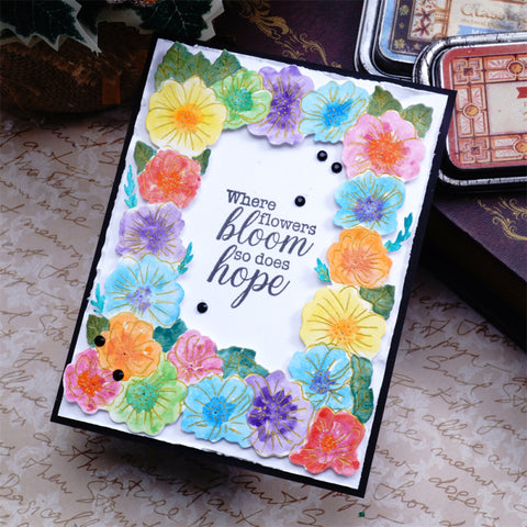 Inlovearts Blooming Flower Frame Cutting Dies