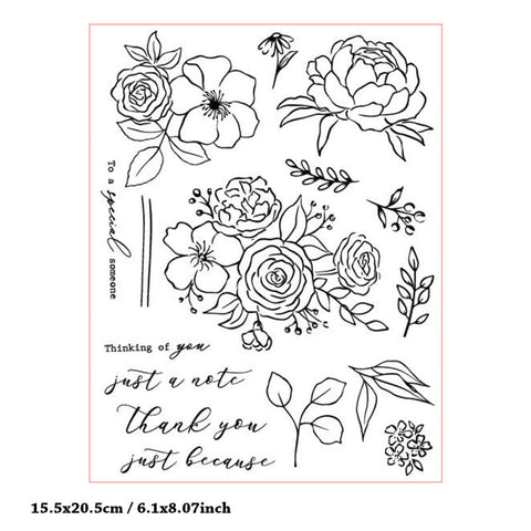 Inlovearts Blooming Flower Set and Word Clear Stamps