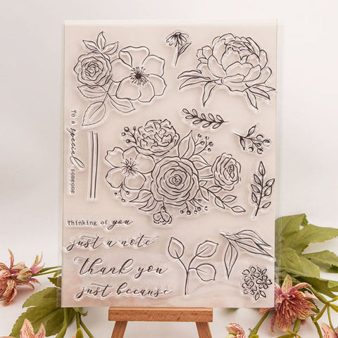 Inlovearts Blooming Flower Set and Word Clear Stamps