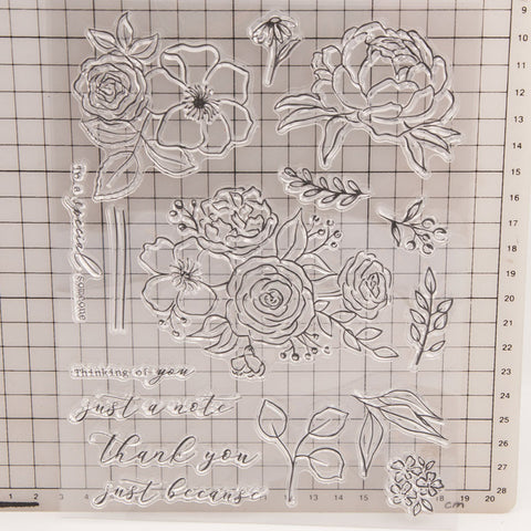 Inlovearts Blooming Flower Set and Word Clear Stamps