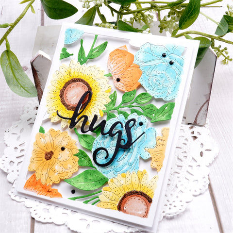 Inlovearts Blooming Flowers Background Board Cutting Dies