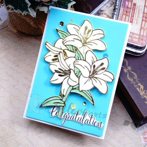 Inlovearts Blooming Lily Flower Cutting Dies