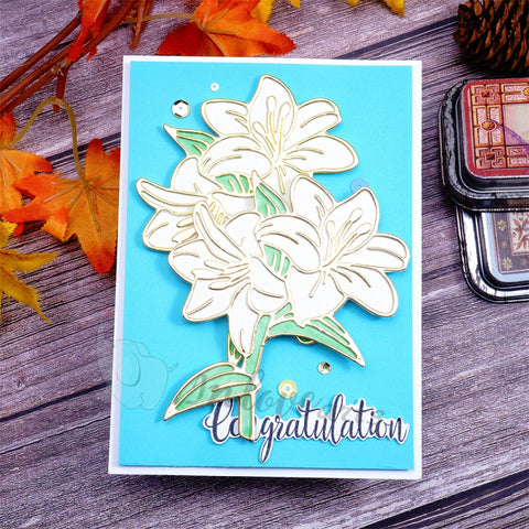 Inlovearts Blooming Lily Flower Cutting Dies