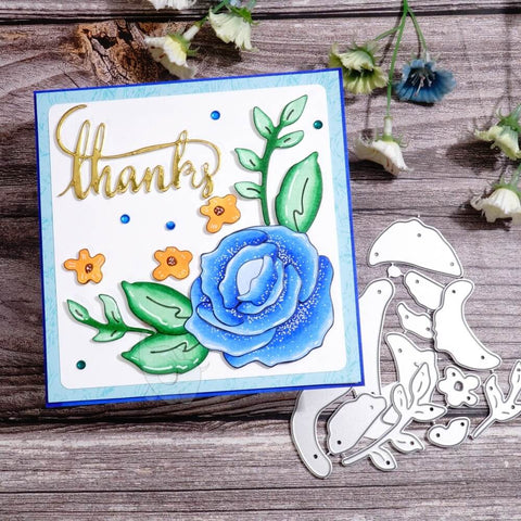 Inlovearts Blooming Rose Corner Border Cutting Dies