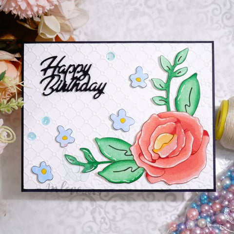 Inlovearts Blooming Rose Corner Border Cutting Dies