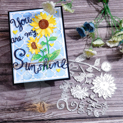 Inlovearts Blooming Sunflowers with Word Cutting Dies