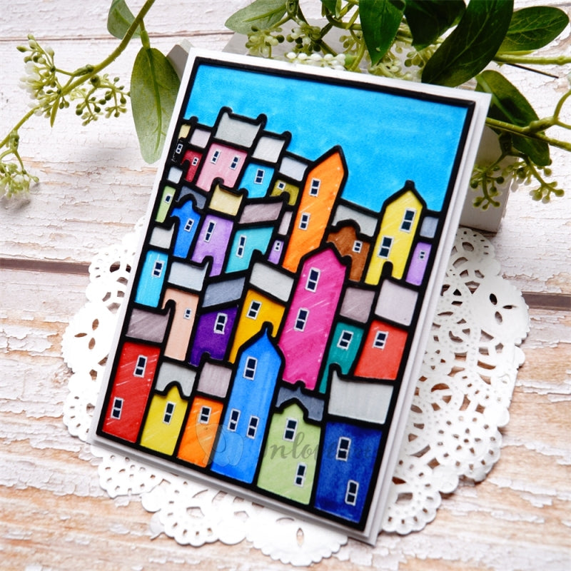 Inlovearts Building Background Board Cutting Dies