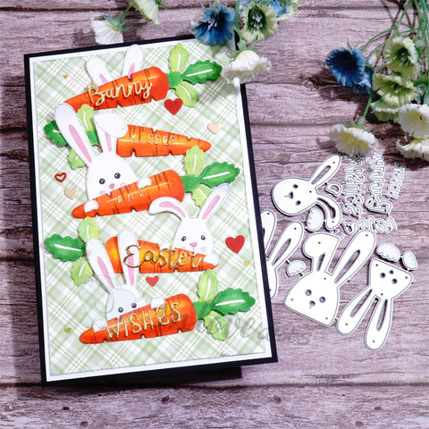 Inlovearts Bunny and Carrot with Word Cutting Dies