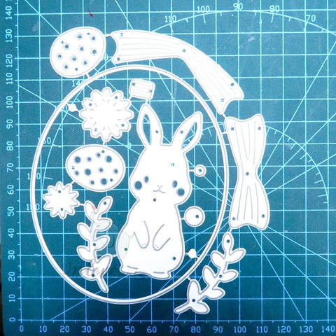 Inlovearts Bunny and Plant Oval Board Cutting Dies