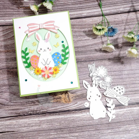 Inlovearts Bunny and Plant Oval Board Cutting Dies