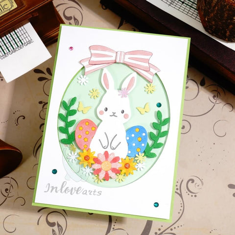 Inlovearts Bunny and Plant Oval Board Cutting Dies