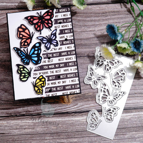 Inlovearts Butterfly Group Wave Border Cutting Dies