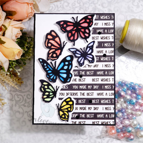 Inlovearts Butterfly Group Wave Border Cutting Dies