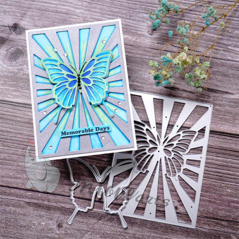 Inlovearts Butterfly and Hollow Line Background Board Cutting Dies