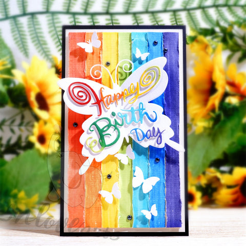 Inlovearts Butterfly with Happy Birthday Word Cutting Dies