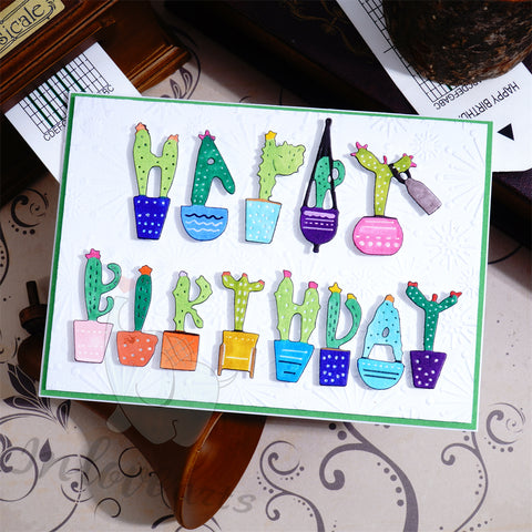 Inlovearts Cactus Birthday Word Cutting Dies