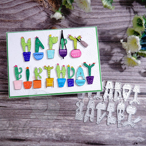 Inlovearts Cactus Birthday Word Cutting Dies