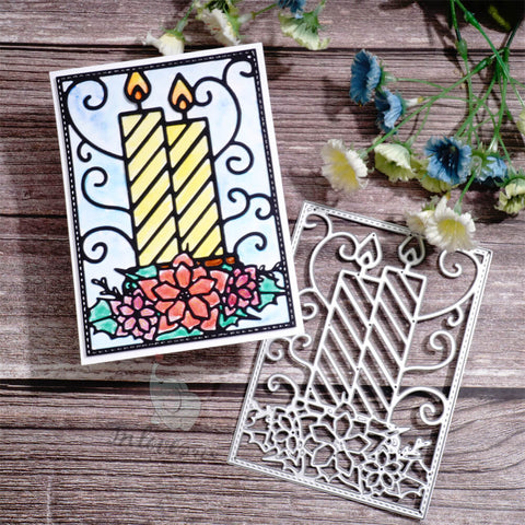 Inlovearts Candle and Lace Background Board Cutting Dies