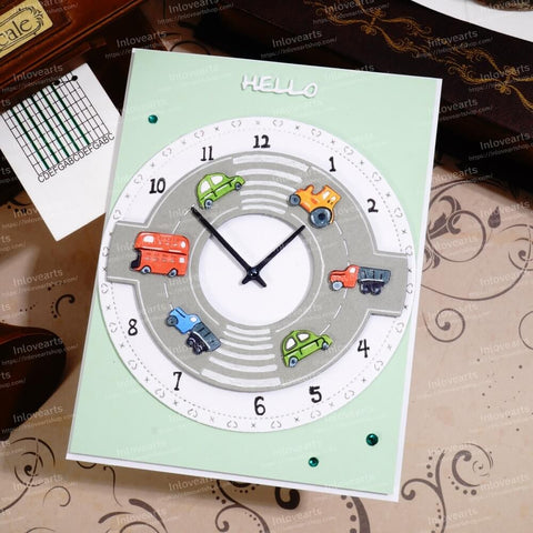 Inlovearts Car on the High Way Clock Cutting Dies