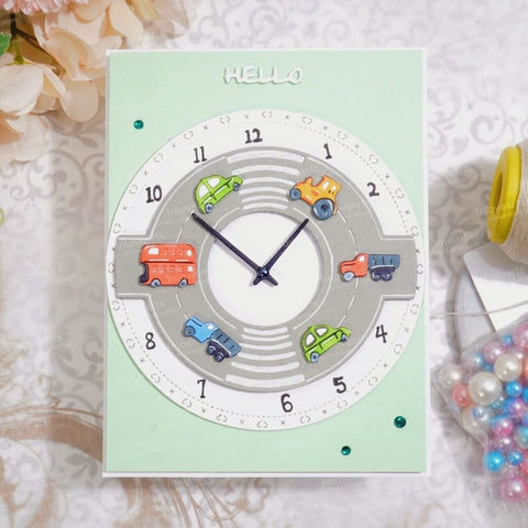 Inlovearts Car on the High Way Clock Cutting Dies