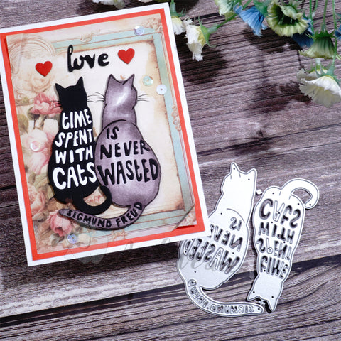 Inlovearts Cat Couple with Word Cutting Dies