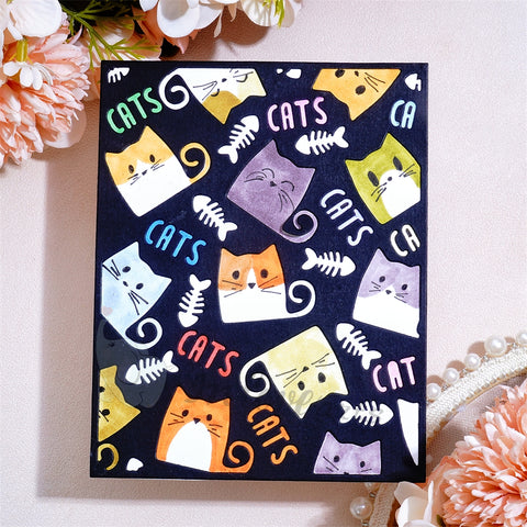 Inlovearts Cat and Bone Background Board Cutting Dies