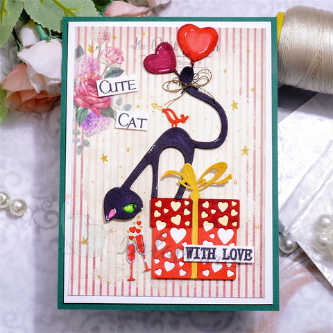Inlovearts Cat on Gift Box Cutting Dies