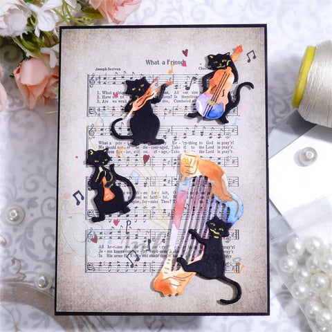 Inlovearts Cats Playing Music Cutting Dies