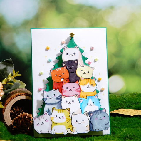 Inlovearts Christmas Cat Tree Cutting Dies