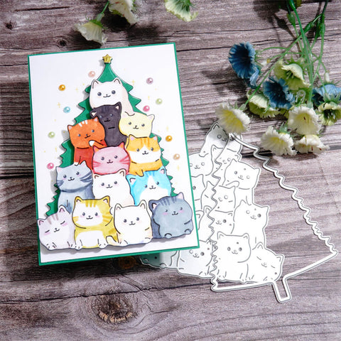 Inlovearts Christmas Cat Tree Cutting Dies